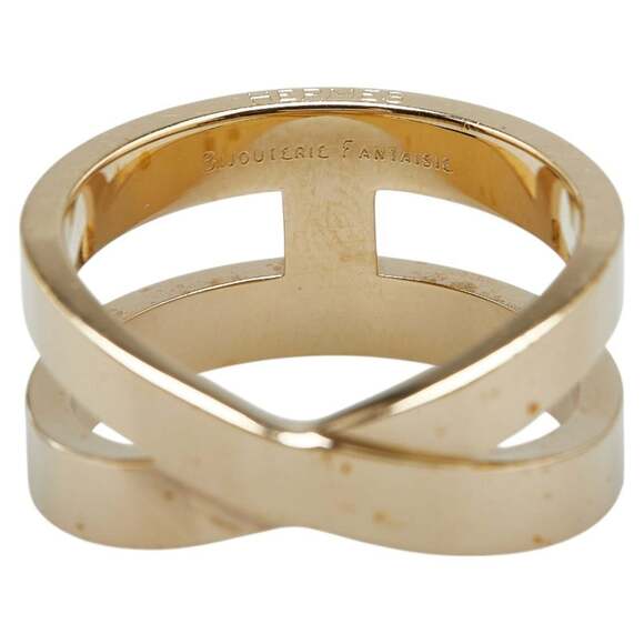 Hermes Ribbon Scarf Ring Gold Plated Women's
